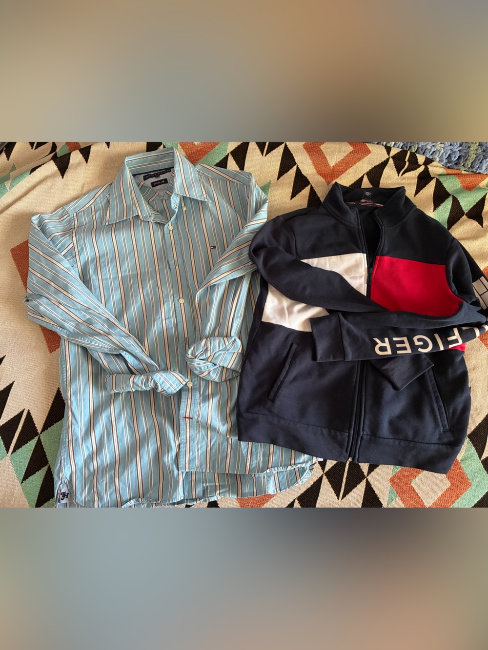 Tommy Hilfiger button down shirt size M, 80’s so fly, classic zip up jacket